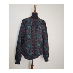 Vintage 1990's Abstract Stripe Fuzzy Sweater